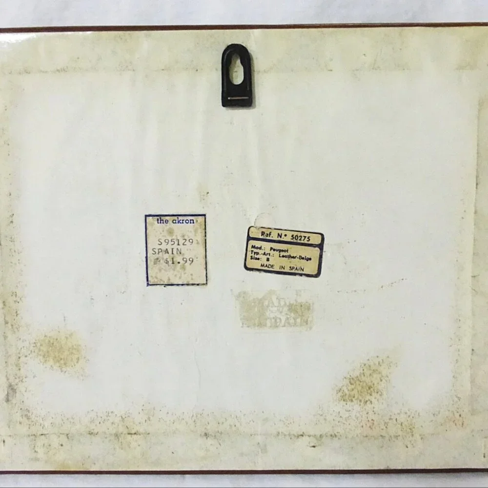 Vintage Peugeot Mod‎ 1895 mounted pewter on leather, wall décor plaque